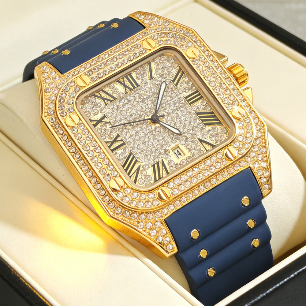 Luxury Watch With Rubber Strap - Orologio al Quarzo Quadrato alla Moda