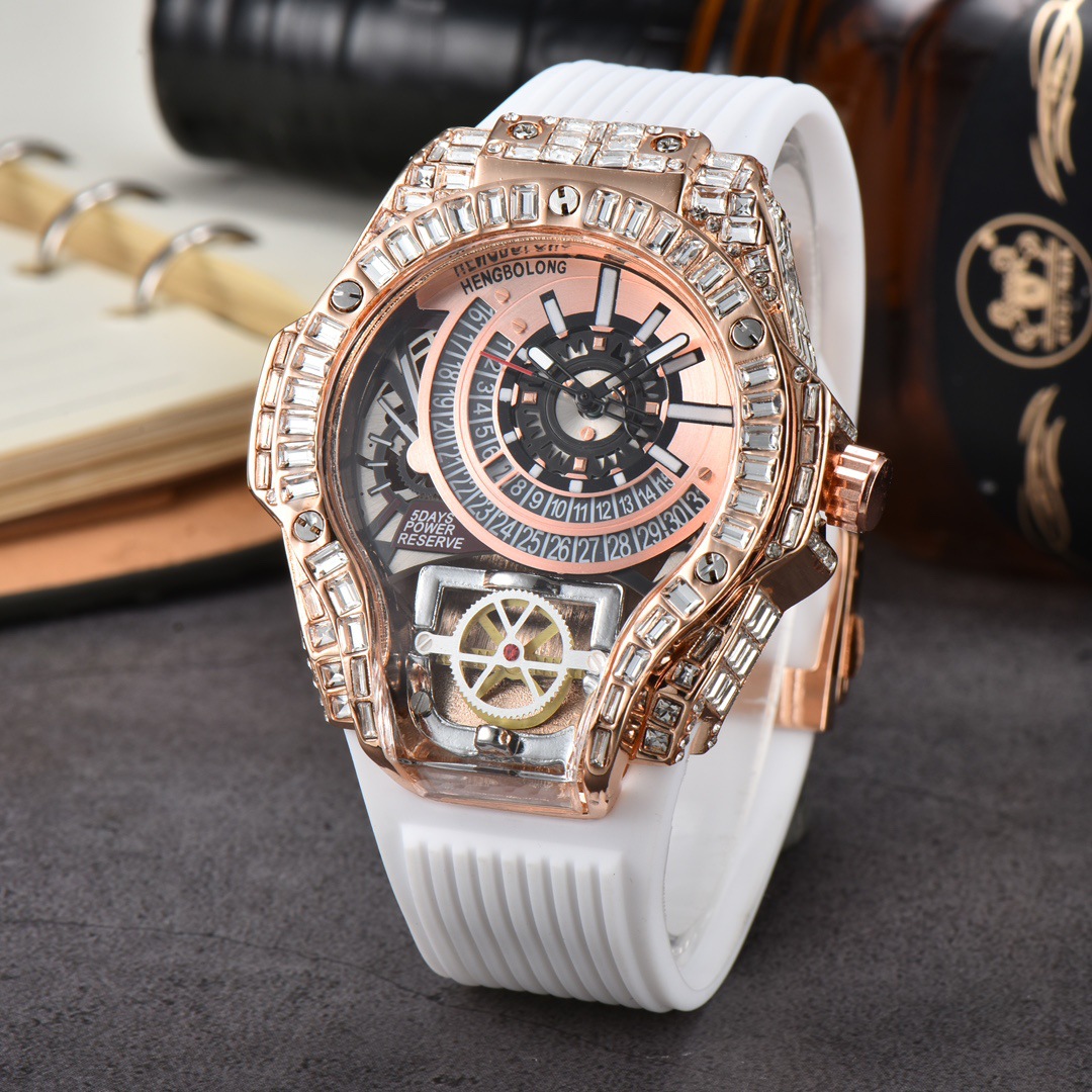Luxury Watch With Rubber Strap - Cassa piena di diamanti Business Luxury
