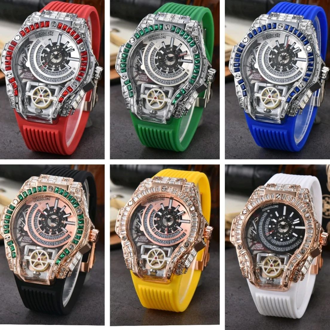 Cassa piena di diamanti Busine - Luxury Watch With Rubber Strap recensione e prezzo